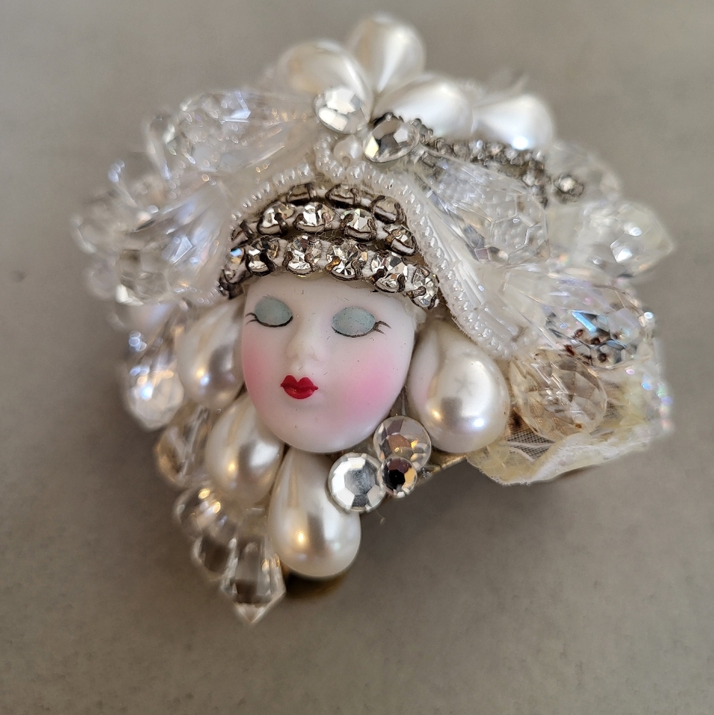 Elegant Faux Pearl and Crystal Cuff Bracelet